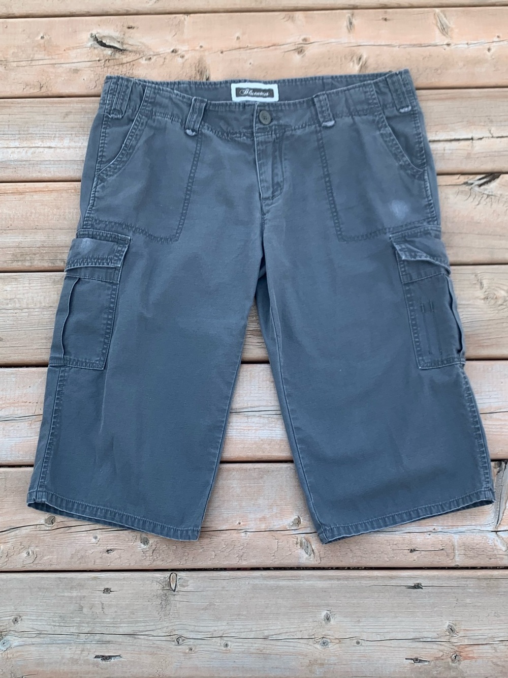 Vintage Bluenotes Y2K Grunge Cargo Shorts Long Blue Pockets Worn Utility sz 15